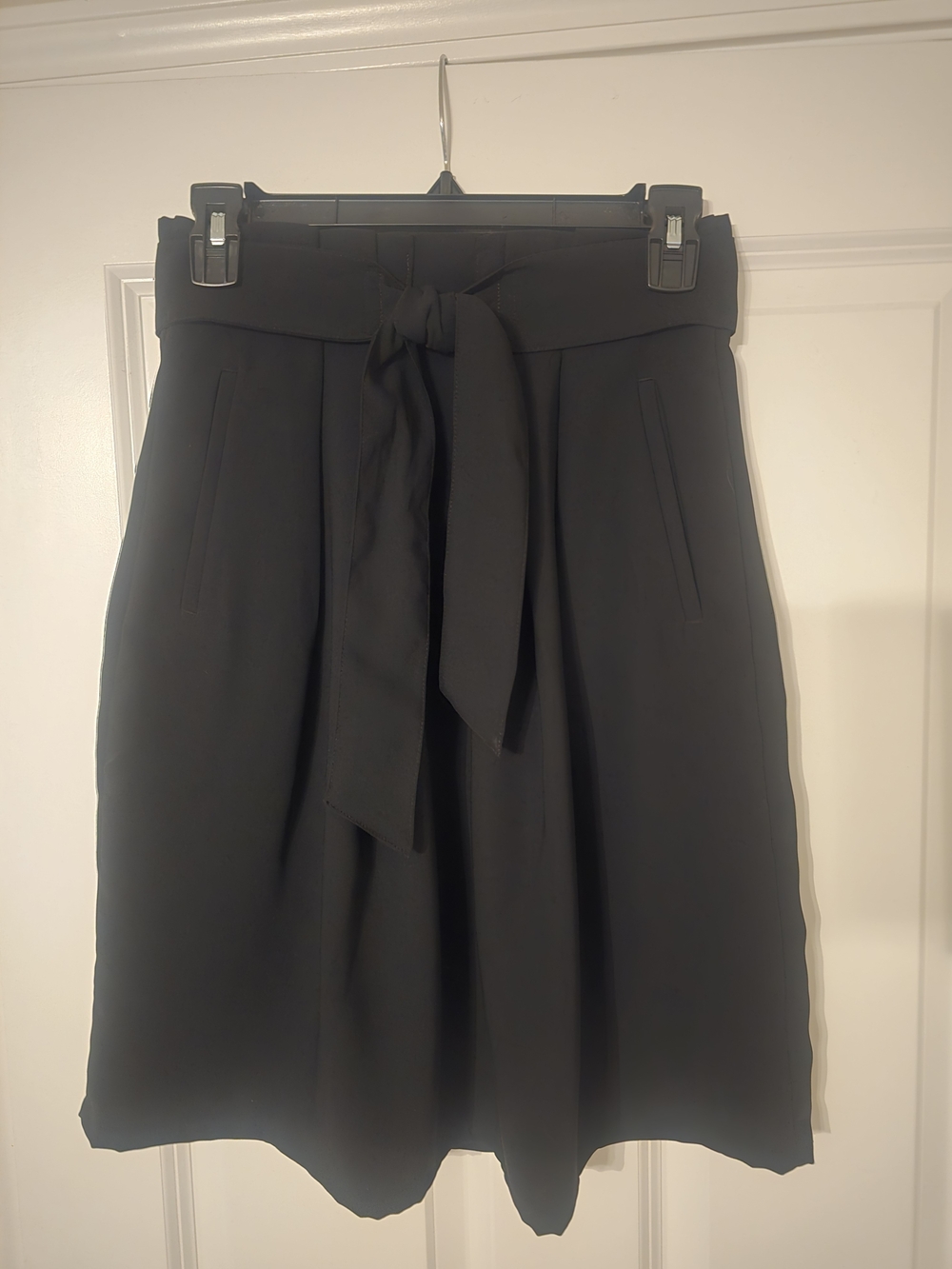H&M Black A-Line High-Waist Skirt with Tie Belt